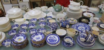 A large quantity of mixed ceramics to include a Dresden twin handled pot with foliate decoration