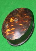 An oval tortoiseshell box and cover, 16cm long x 5.5cm high