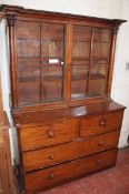 A 19th Century mahogany chest of two short and two long drawers with an associated display cabinet