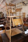 A Victorian oak child`s high chair 108cm high