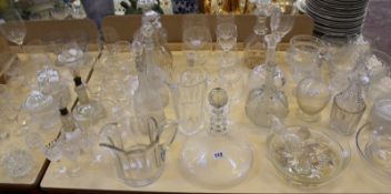 A large quantity of mixed glassware including decanters, rinsers, drinking glasses etc. Best Bid