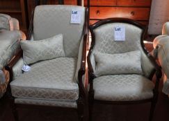 A 19th Century style bergere together with an open armchair