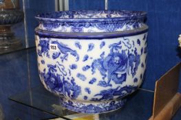 A Royal Doulton `Oyama` blue and white jardinière; 30.5cm