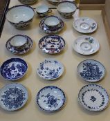 A group of 18th Century teawares including Worcester, Liverpool and late 18th Century Lowestoft