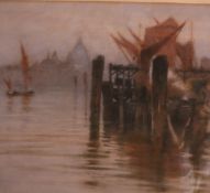 Henry Rushbury Venetian scene Pastel on canvas Signed lower right 33.5 x 41cm