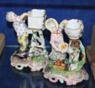 A pair of Meissen style companion models of male and female fruit pickers; approximately 14cm