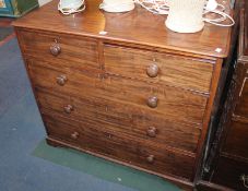 A Victorian mahogany chest with two short and three long drawers 96cm high, 109cm wide