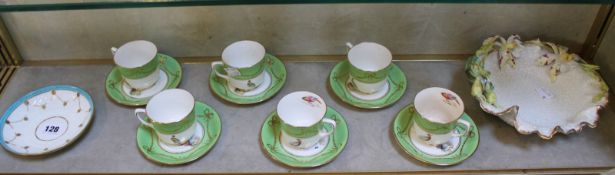 A Continental floral encrusted porcelain bowl, together with various other ceramic items to include