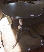 A Georgian design circular top tripod table and a pair of Victorian walnut balloon back chairs