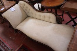 A Victorian carved walnut framed chaise longue 190cm length