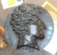 A bronze circular plaque depicting the profile of Georges Cuvier; 16cm diameter