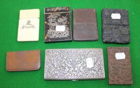 A group of seven mixed cigarette cases, card cases and a wallet