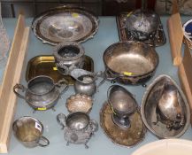 An assortment of decorative metalware including an Electroplated Britannia Metal milk jug, a David