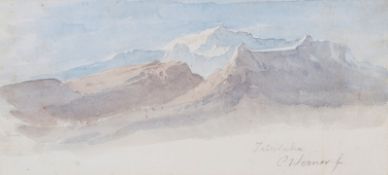 Attributed to Carl Friedrich Heinrich Werner Alpine landscape, watercolour over pencil, bears