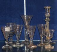 A mixed lot of 18th Century and later drinking glasses. Best Bid