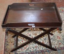 A George III style butlers tray on stand 66cm high, 71cm wide