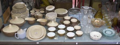 A Branksome China dinner service, a Poole Pottery ashtray, a carnival glass bowl, five mixed glass