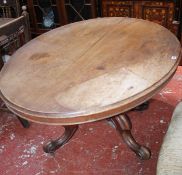 A Victorian mahogany oval loo table 74cm high, 137cm wide