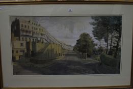 John Doyle (b1928) Royal York Crescent, Clifton, Bristol Watercolour Signed lower left Royal