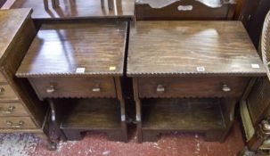 Two oak bedside tables and a late Victorian mahogany and inlaid Sutherland table Best Bid