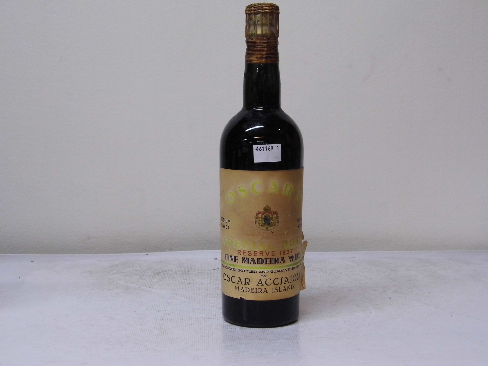 Bual Maderia 1837OscarsLabel readsSpecial BualReserve 1837Madeira Winebottled and guaranteed