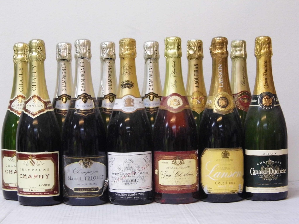 Champagne Brut Grand Cru NV A Soutiran-Pelletier 1 bt Champagne Brut NV Chapuy a Oger 2 bts