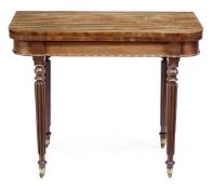 A George IV mahogany folding card table, circa 1825, in the manner of Gillows, the D-shaped top
