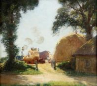 DDS. Louis Ginnett (1876-1945), The harvest, oil on canvasboard, Signed and dated 1908 lower left,