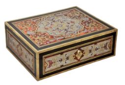 A Regency Boulle work and ebonised casket, circa 1815, of rectangular form, the hinged cover,
