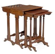 A William IV nest of four quartetto tables, circa 1835, each rectangular top with shallow moulded