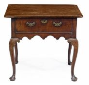 A William and Mary walnut side table, circa 1690, the rectangular top above a frieze drawer and