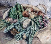DDS. Eric OÕDea (20th century), Still life in a basket, oil on canvas, 47 x 56cm (18 1/2 x 22in)