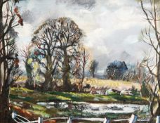 DDS. Rowland Suddaby (1912-1973), Norfolk landscape, oil on board, Signed lower right, 37 x 48cm (