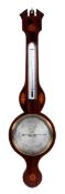 A Regency inlaid mahogany mercury wheel barometer, early 19th century, the 8 inch circular