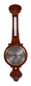 A Victorian oak mercury wheel barometer, mid 19th century,  the 10 inch rosette-centred circular