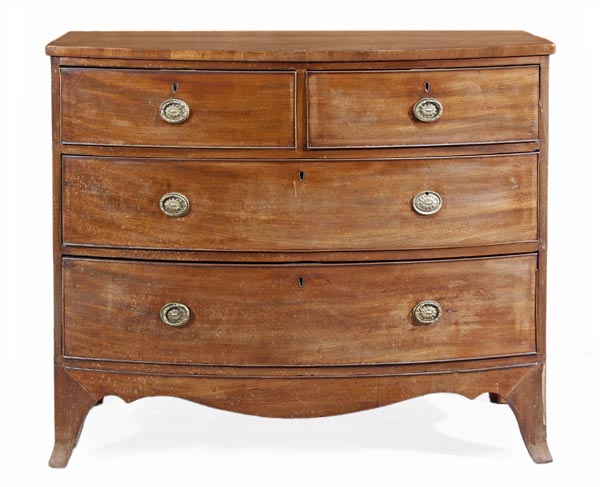 A Regency mahogany bowfront chest of drawers, circa 1815, with two short and two long graduated