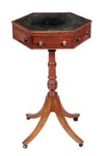 A George IV mahogany octagonal pedestal table, circa 1825, the tooled green leather inset top