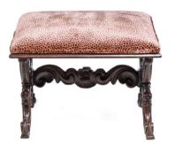 A William IV carved rosewood footstool, circa 1835, the rectangular seat above a moulded frieze