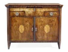A Dutch mahogany and marquetry dressing chest, circa 1780, decorated with floral and foliate
