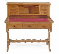 A Continental satin birch and marquetry decorated writing desk, in Biedermeier style, 19th