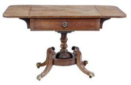 A mahogany, rosewood and simulated rosewood pedestal sofa table, circa 1825 and later, the