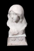 Barry, Franco-Italian School, late 19th century, a sculpted white marble bust of a maiden,