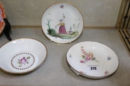 A group of English and Continental porcelain saucers including a Meissen (Marcolini period)