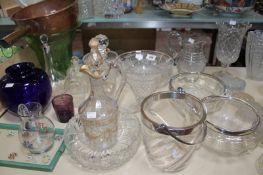 A quantity of mixed glassware to include a claret jug with gilt painted swag decoration, two similar