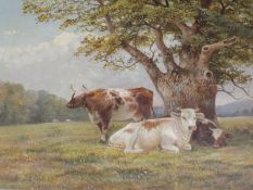 W.V Tippett Cattle Oil on canvas Signed lower left 30 x 39cm