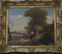 19th Century English School Harvest Time Oil on canvas 49 x 59cm