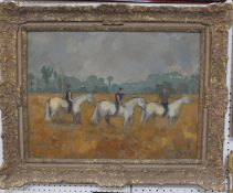 Judith Davies Camargue Horses In The Long Grass Oil on board Initialled and dated lower right