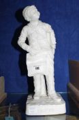 A Robinson and Leadbeater parian figure of a newspaper boy; impressed mark to base; 33cm high