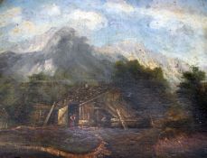 19th Century School Landscape scenes with mountainous backdrops A pair of oils on canvas 22.5 x 18.