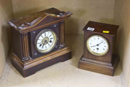 A French mahogany mantel timepiece, late 19th century, the eight-day movement with circular white